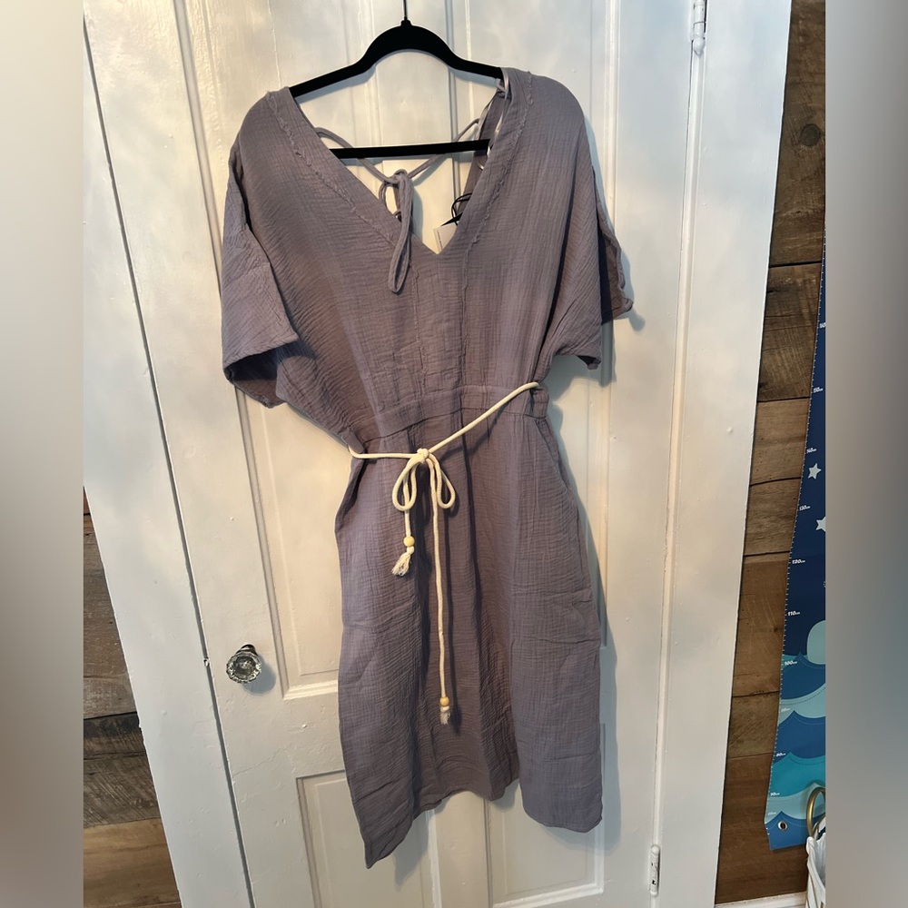 Very J Purple V-Neck Dolman Sleeve Mini Dress